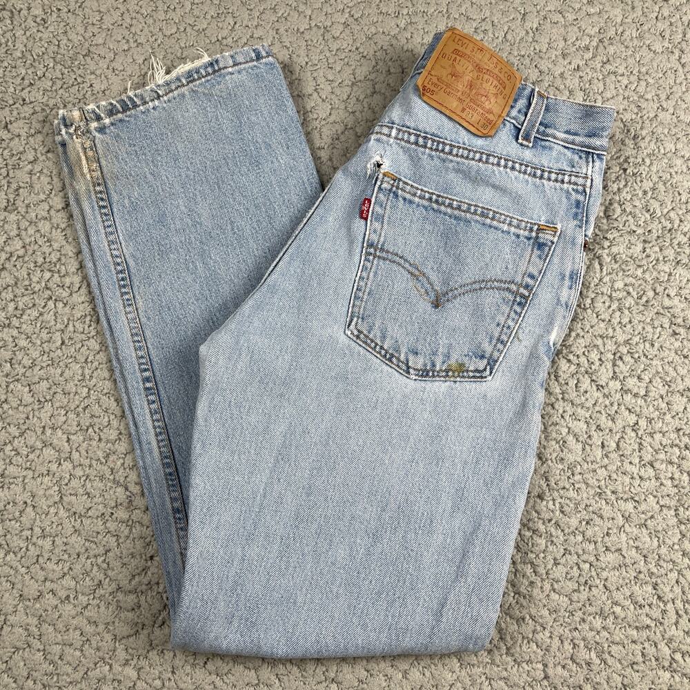 Vintage Levi 505 Jeans Mens 33X30 Light Wash Distressed Worn Straight Leg